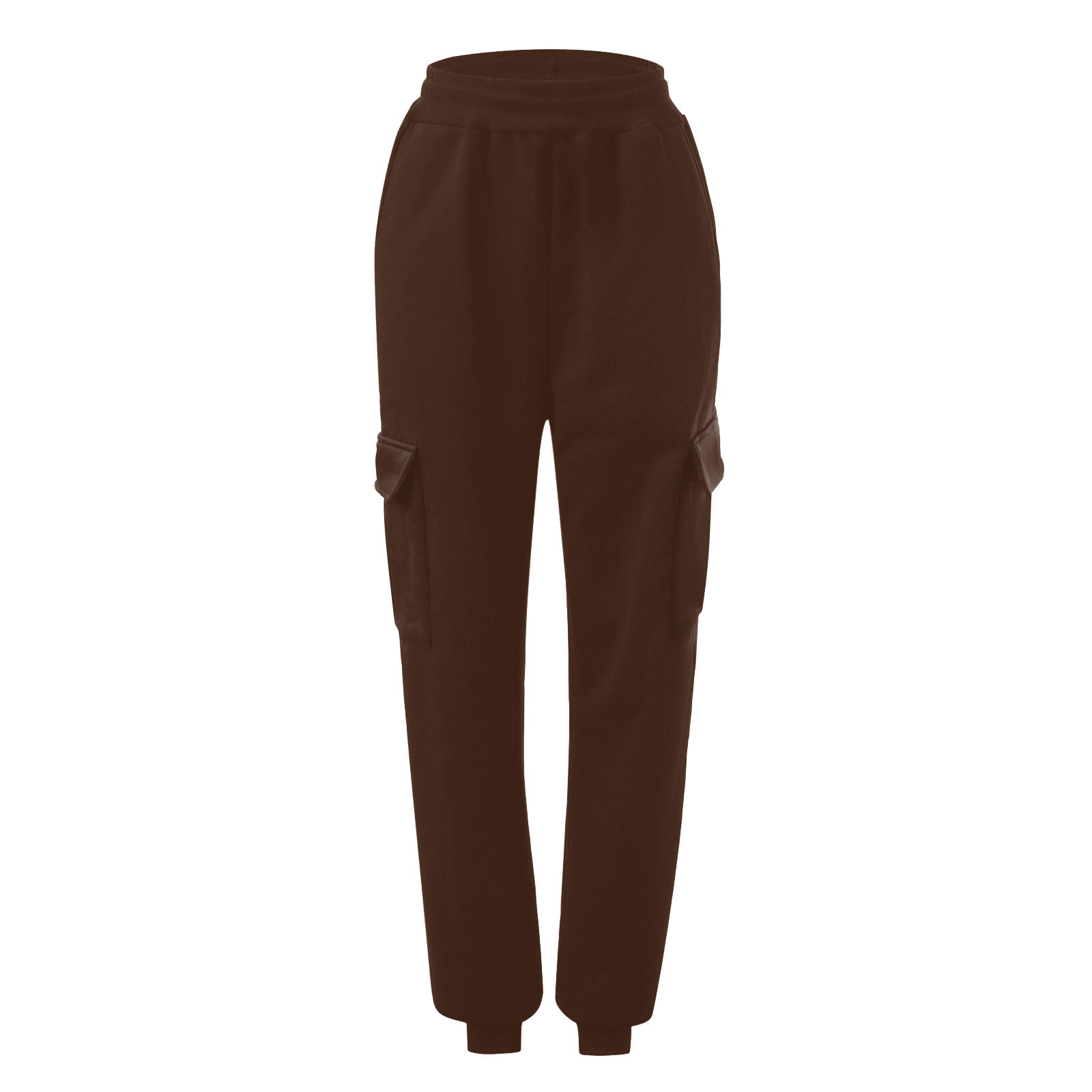 thumbnail image 4 of Pantalones de yoga de cintura alta para mujer: forrados de felpa, cintura elástica, bolsillos laterales, poliéster, pantalones de chándal para hacer ejercicio., 4 of 4